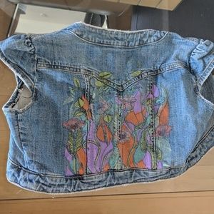 Denim crop graffiti jean jacket